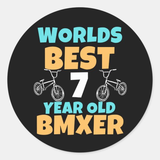 BMX 7 Year Old Birthday Party Costuum Ronde Sticker (Voorkant)