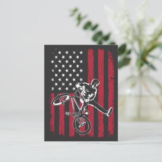 BMX | Amerikaanse vlag BMX Briefkaart (Staand voorkant)
