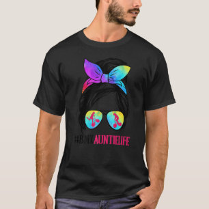 BMX Auntie Life Messy Bun Hair Glasses T-shirt