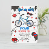 BMX Bike Blue Invitation Kaart (Staand voorkant)