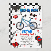 BMX Bike Blue Invitation Kaart (Voorkant / Achterkant)