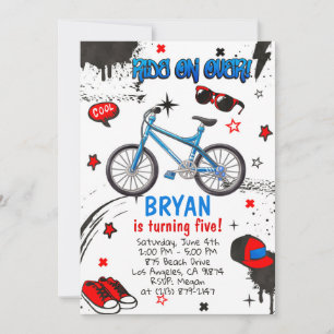 BMX Bike Blue Invitation Kaart