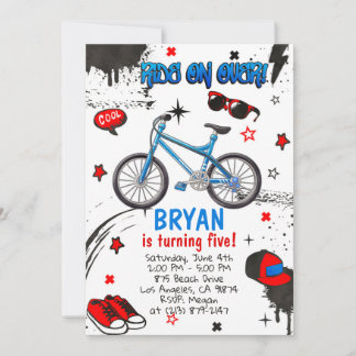 BMX Bike Blue Invitation Kaart