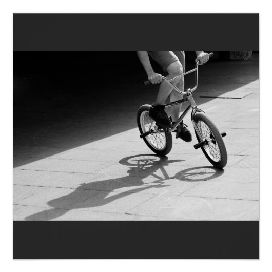 BMX Bike Grunge Zwart Wit Foto Perfect Poster (Voorkant)