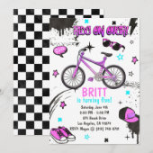 BMX Bike Paarse uitnodiging (Voorkant / Achterkant)