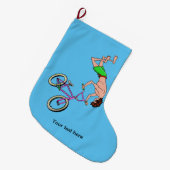 BMX Bike Rider Cartoon Grote Kerstsok (Voorkant (Hangend))