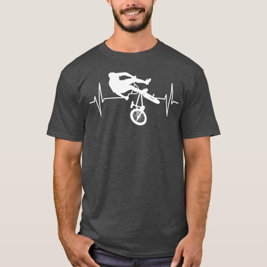 BMX Bike Rider Heartbeat Line Motocross BMX T-shirt (Voorkant)