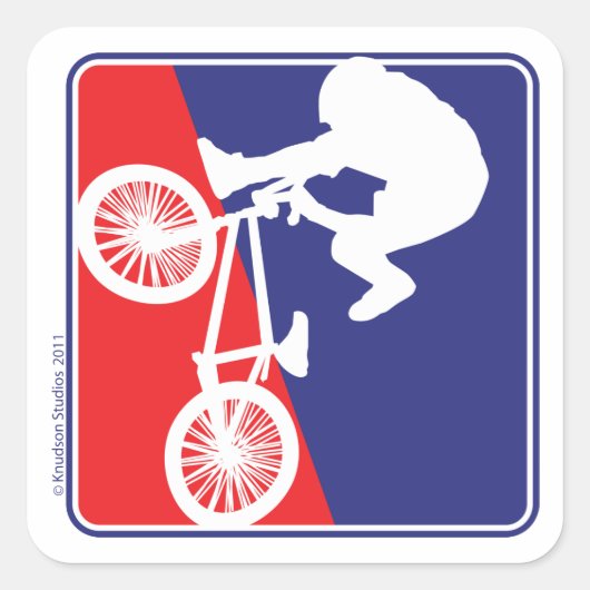 BMX Biker Red White en Blue Vierkante Sticker (Voorkant)