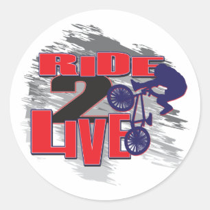 BMX Biker Ride to Live Ronde Sticker