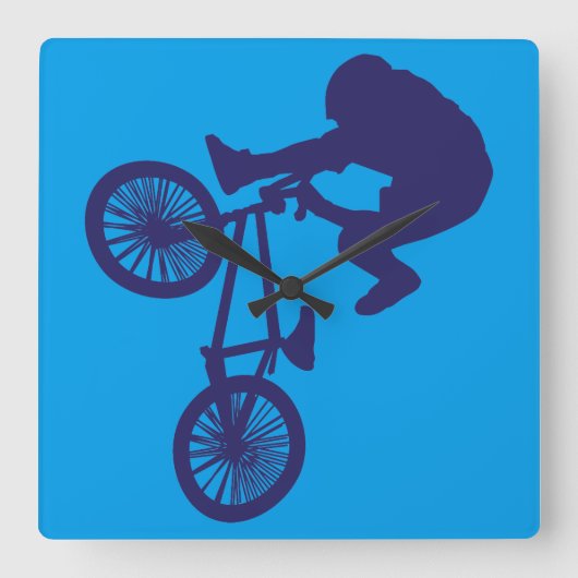 BMX-Biker Vierkante Klok (Voorkant)