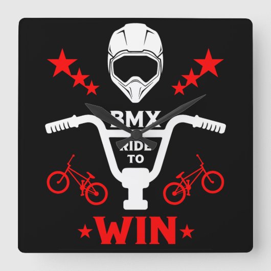 BMX Bikers Freestyle Vierkante Klok (Voorkant)