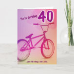 BMX Birthday Card - You're Turning 40 Kaart<br><div class="desc">Great for dads,  husbands,  sons,  friends,  or any guy turning 40 who still rides "kid's bikes"! Customizable to place your own greeting on the inside of the card.</div>