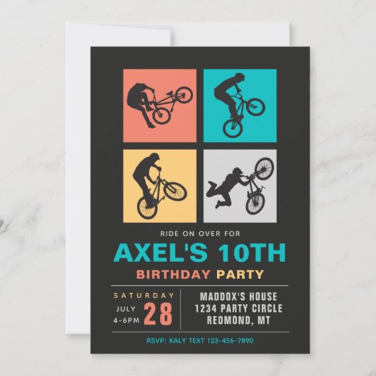 BMX Birthday Invitation | Uitnodiging van Bike (Voorkant)