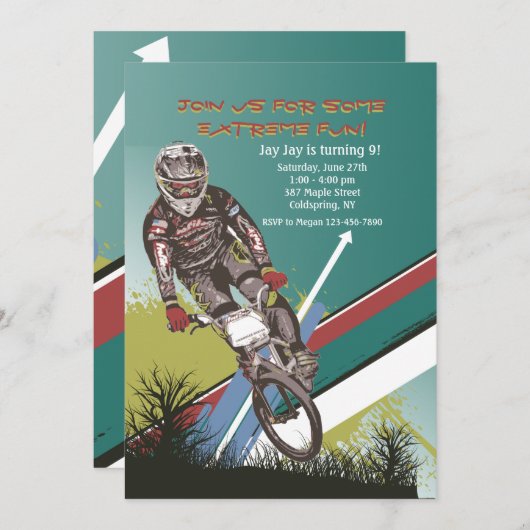 BMX Challenger Invitation Kaart (Voorkant / Achterkant)