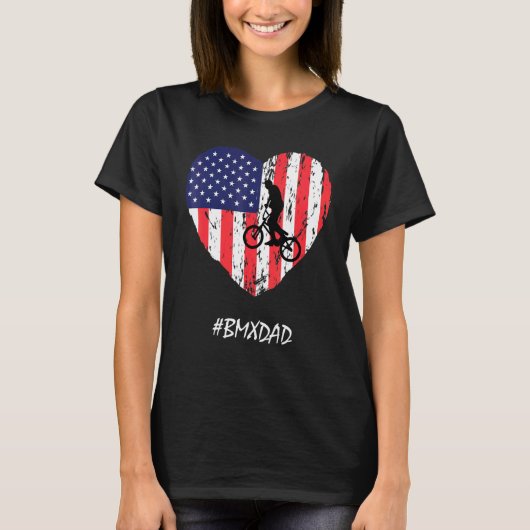 Bmx Dad American Flag Heart  T-shirt (Voorkant)