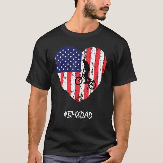 Bmx Dad American Flag Heart  T-shirt (Voorkant)