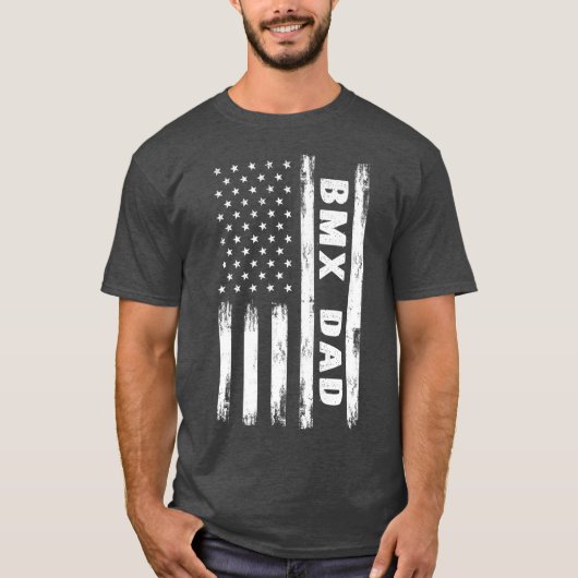 BMX Dad Bicycle Motocross American Flag Grunge T-shirt (Voorkant)