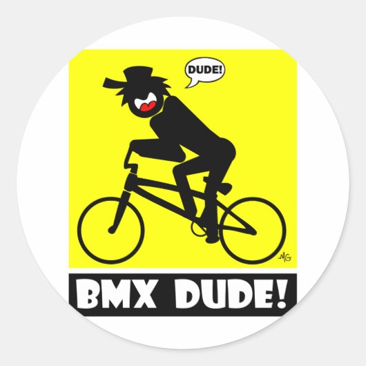 BMX DUDE-18 RONDE STICKER (Voorkant)
