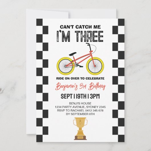 BMX-fiets 3e verjaardagsfeestje Kaart (Voorkant)