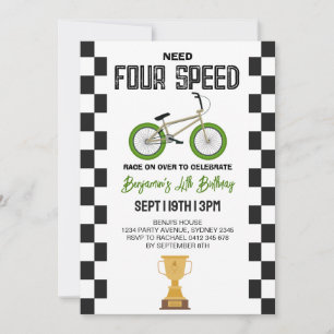 BMX-fiets 4e verjaardagsfeestje Kaart