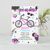 BMX-fiets paarse uitnodiging (Staand voorkant)