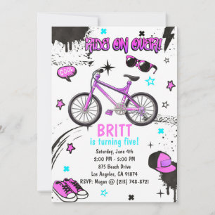 BMX-fiets paarse uitnodiging