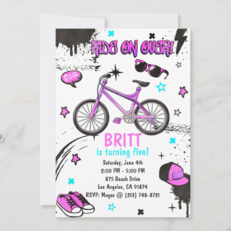 BMX-fiets paarse uitnodiging