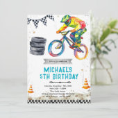 BMX-fiets verjaardagsfeest uitnodiging (Staand voorkant)