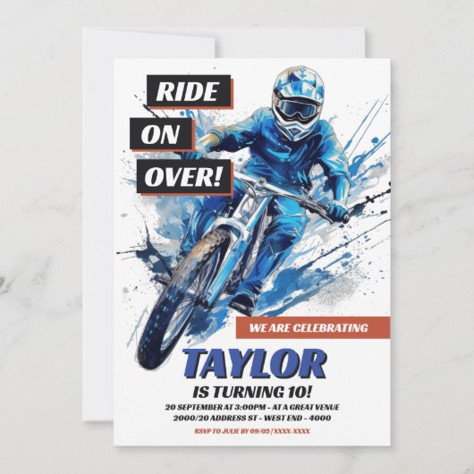 BMX fiets verjaardagsuitnodiging Kaart (Voorkant)