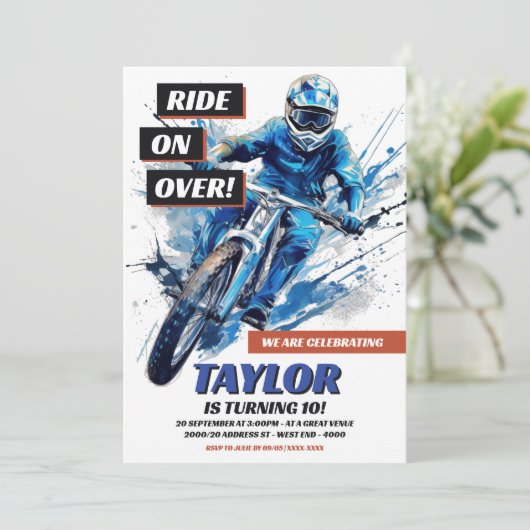 BMX fiets verjaardagsuitnodiging Kaart (Staand voorkant)