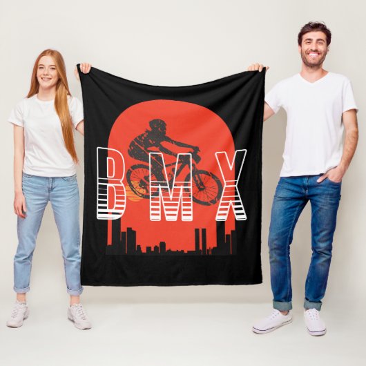 BMX  fietsenfans cadeau jongens jeugdfiets BMX Fleece Deken (In situ)