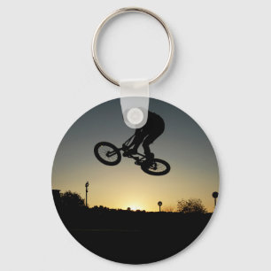 BMX-fietsfreestyler stunt springen Sleutelhanger