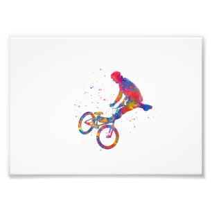 BMX-fietsrace aquarel Foto Afdruk