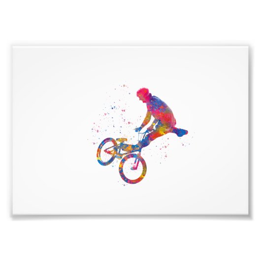 BMX-fietsrace aquarel Foto Afdruk (Voorkant)