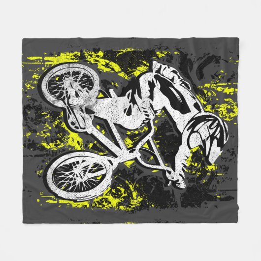 Bmx Flatland - Grunge Bmx Fleece Blanket Deken (Voorkant (Horizontaal))