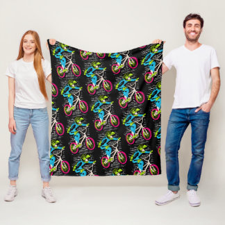 Bmx Fleece Blanket - Bmx Bike Graffiti Deken