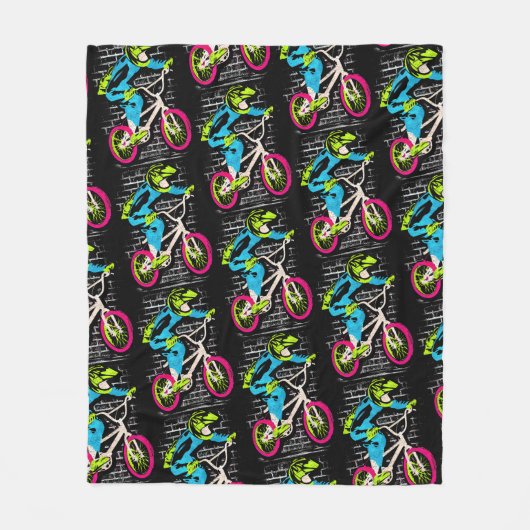 Bmx Fleece Blanket - Bmx Bike Graffiti Deken (Voorkant)