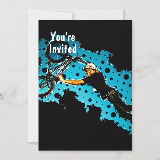 BMX Flying Stunt of Black and Blue Stippen Black B Kaart (Voorkant)