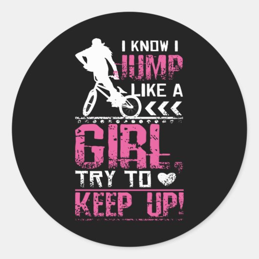 Bmx Freestyle Girl Ronde Sticker (Voorkant)
