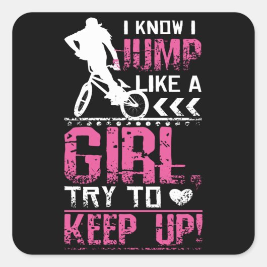 Bmx Freestyle Girl Vierkante Sticker (Voorkant)