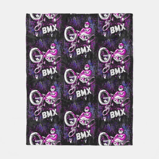 Bmx Freestyle Trick Jump - Bmx Fleece Blanket Deken (Voorkant)