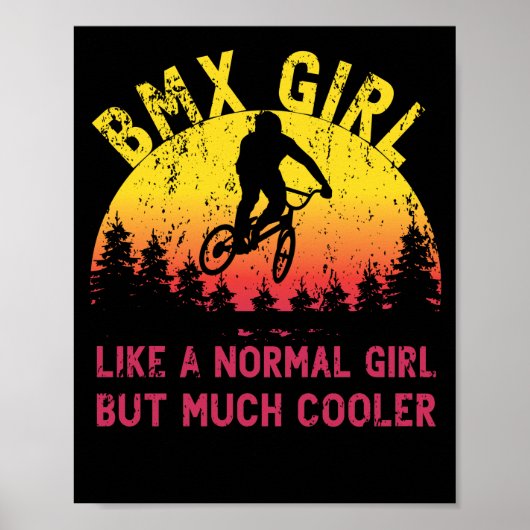 BMX Girl Sunset Bike Girl Cycling Retro Poster (Voorkant)