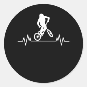 BMX Heartbeat Design Funny Rider Cycling Bike Gift Ronde Sticker