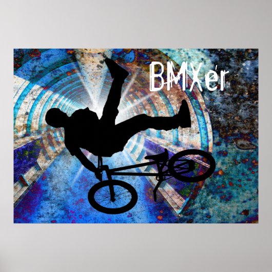 BMX in een Grunge Tunnel Poster (Voorkant)