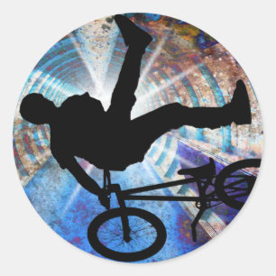 BMX in een Grunge Tunnel Ronde Sticker