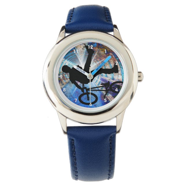 BMX in Grunge Tunnel Horloge (Voorkant)