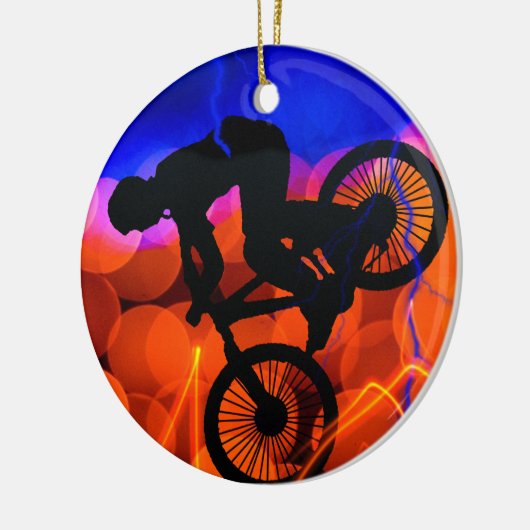 BMX in Light Crystals en bliksem Keramisch Ornament (Links)