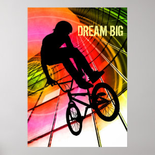 BMX in lijnen en cirkels "Dream Big" Poster