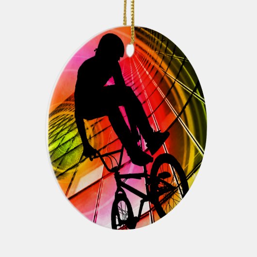 BMX in lijnen en cirkels Keramisch Ornament (Rechts)