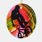 BMX in lijnen en cirkels Keramisch Ornament (Links)